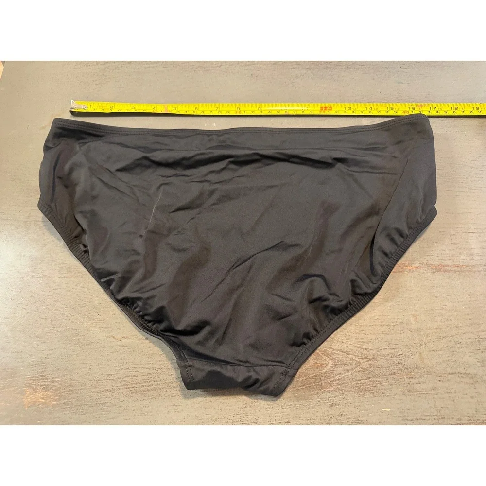 Tropical Escape Black High Waisted Bikini Bottom Swim Brief Womens Size 12